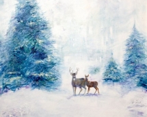 Evergreens_and_Deer